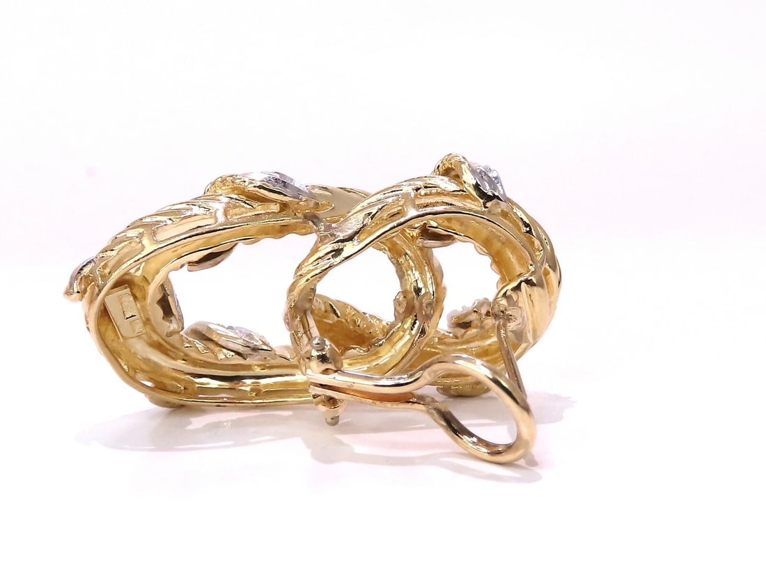 .50ct. natural round diamond loop link earrings 18kt clip - 4