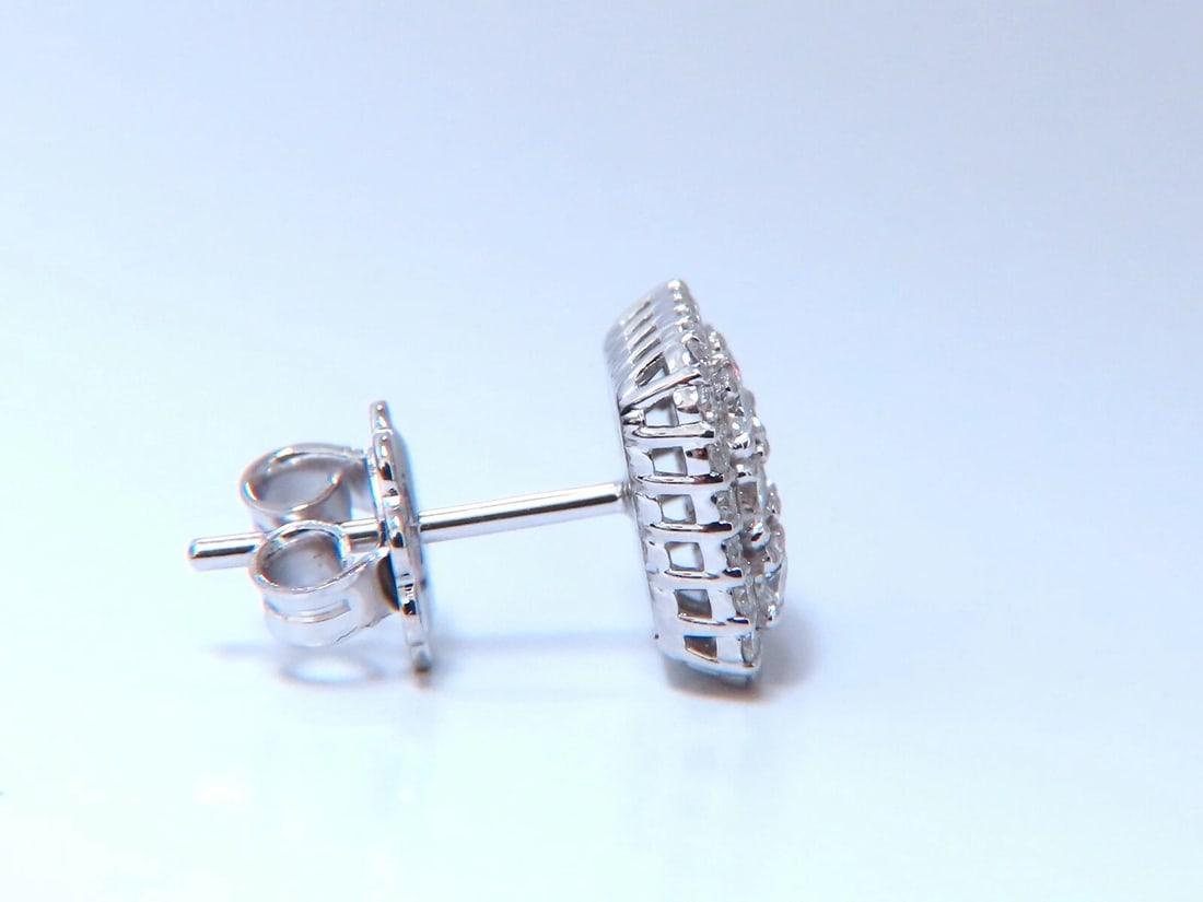 1.01ct. natural round diamond square cluster earrings 14 karat Halo - 2