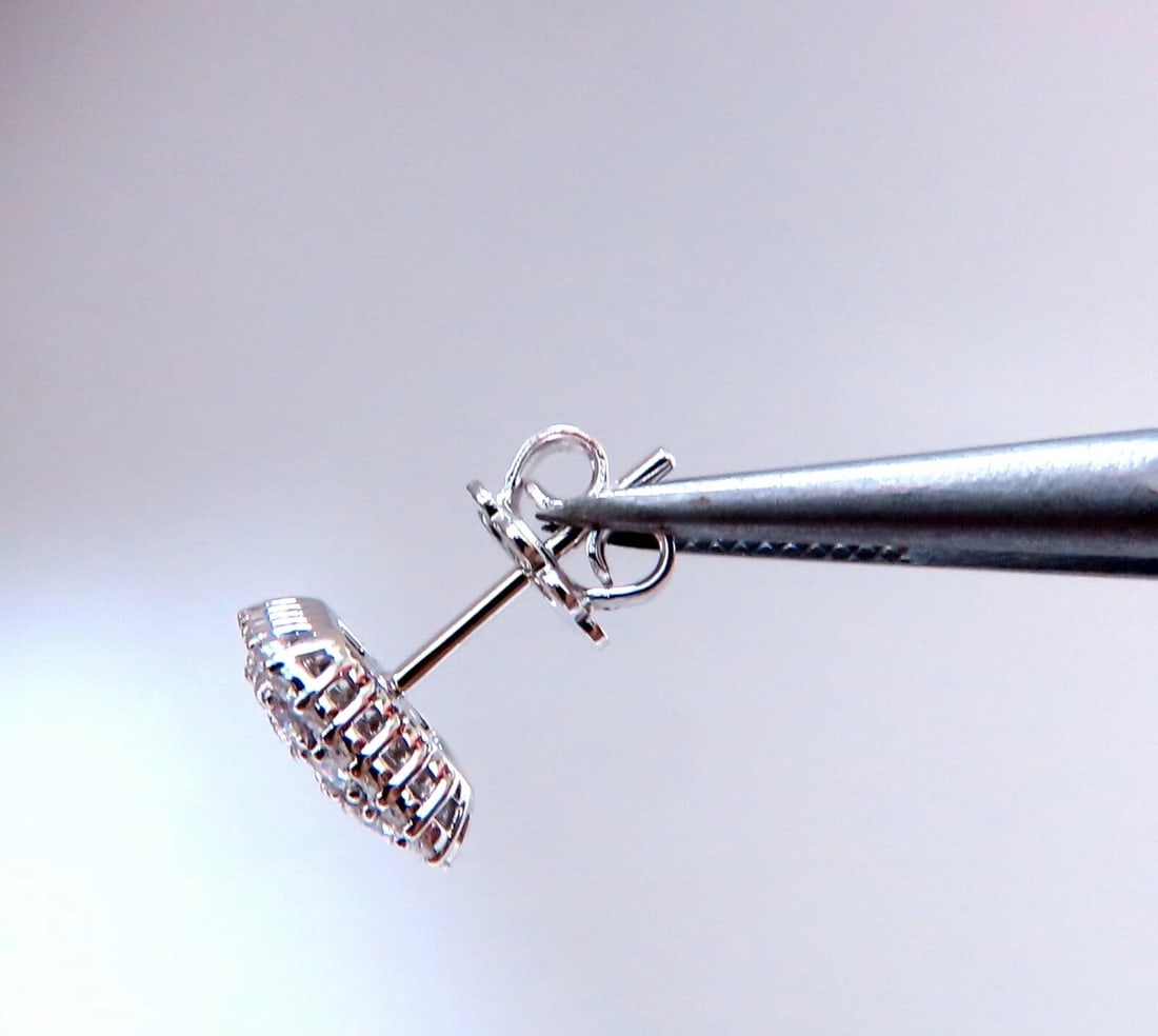1.01ct. natural round diamond square cluster earrings 14 karat Halo - 4