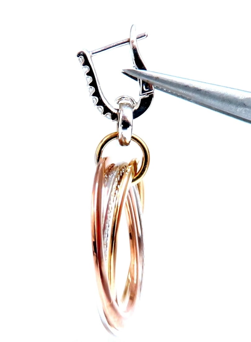 1.36ct natural diamonds rolling loop rings dangle earrings 14kt gold - 3