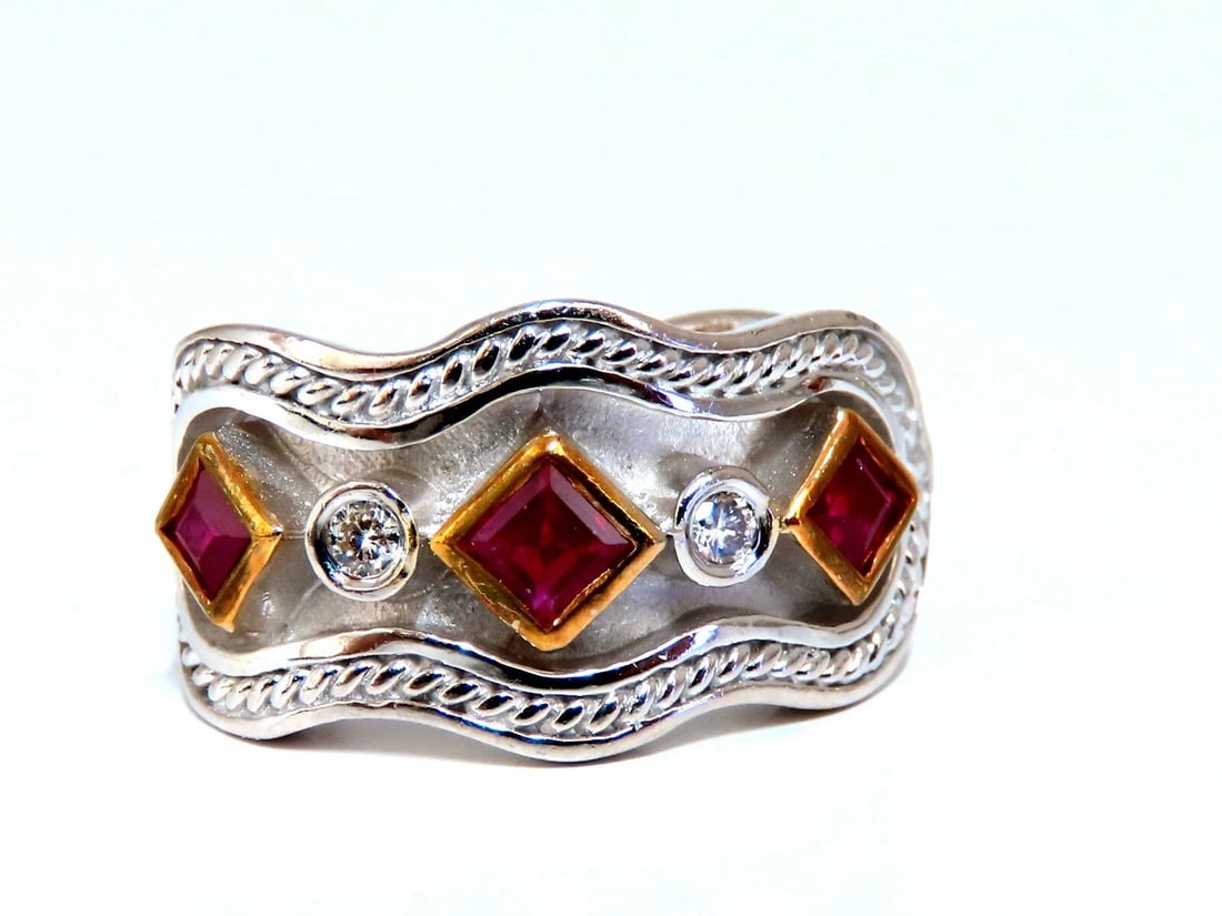 1.10ct. natural Ruby diamonds designer clip earrings 14kt gold IJM - 3