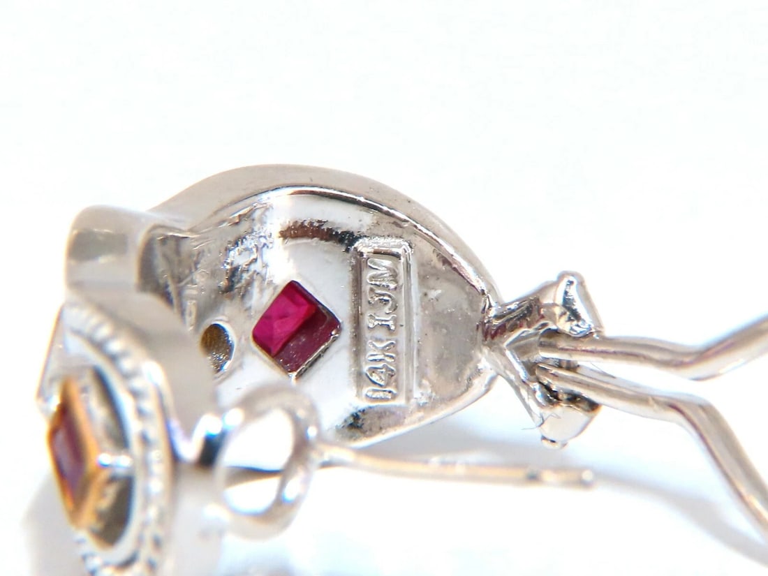 1.10ct. natural Ruby diamonds designer clip earrings 14kt gold IJM - 4