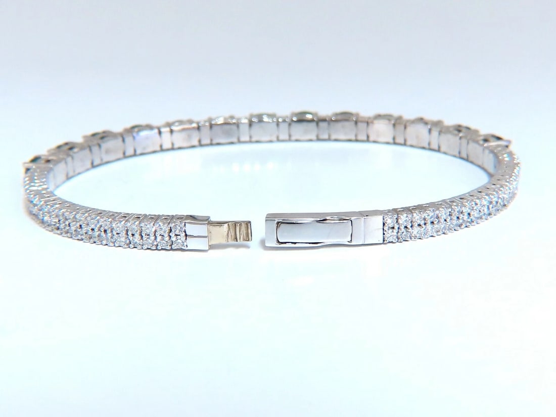 7ct Natural Emerald Diamond Bangle Bracelet 14kt White Gold - 5