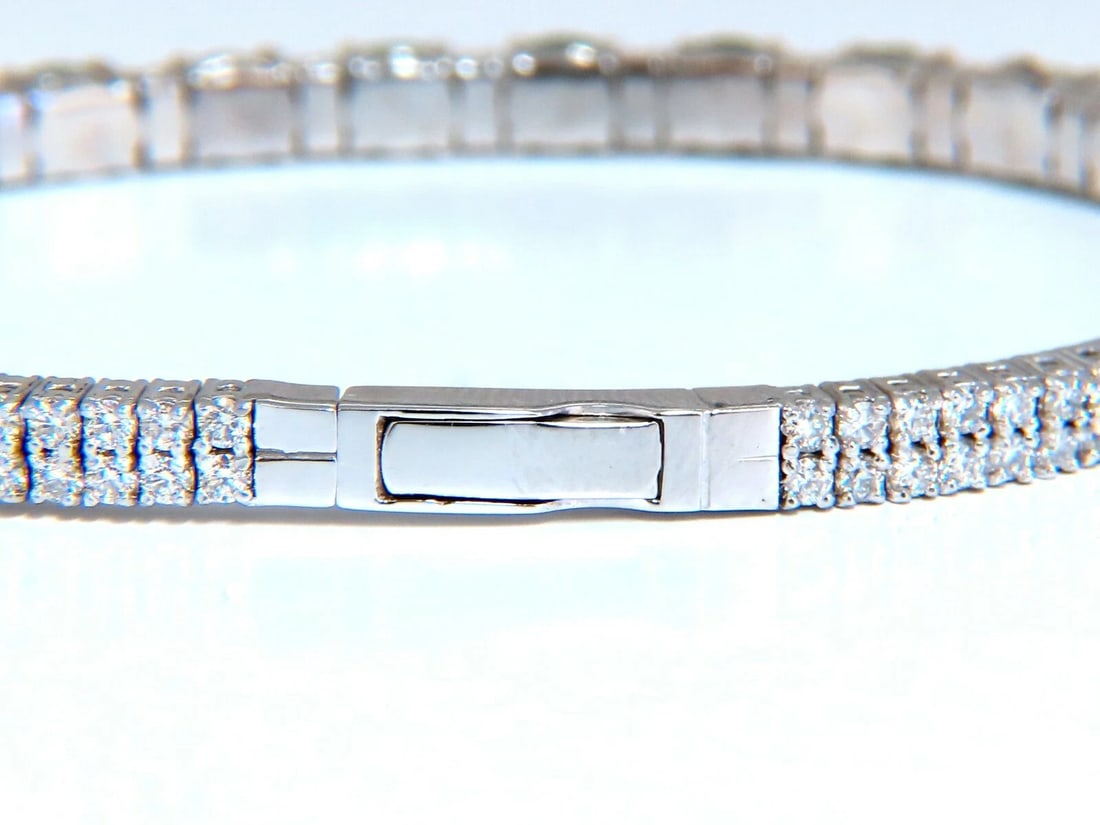 7ct Natural Emerald Diamond Bangle Bracelet 14kt White Gold - 6