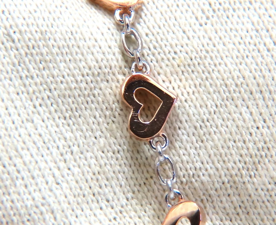 .36 carat natural diamonds wide heart linked bracelet 14 karat two tone - 3