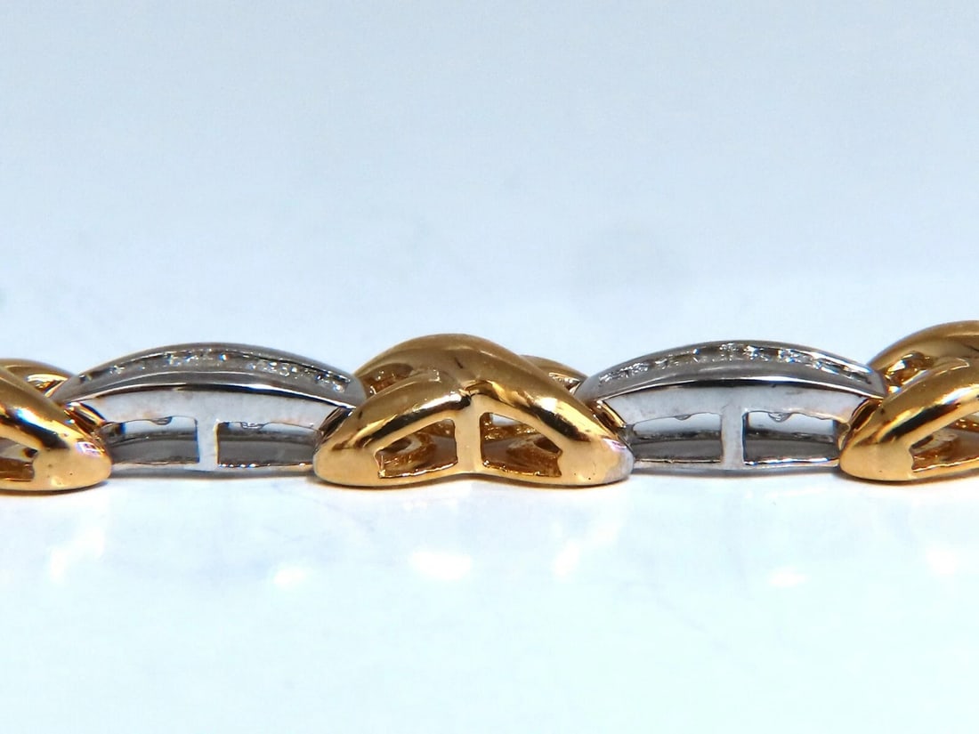 1.60ct natural baguette diamonds x bracelet 14 karat two-tone & safe chain - 5