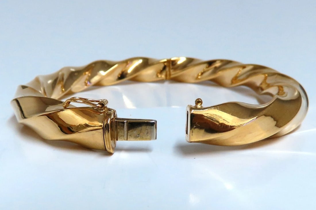 Bangle bracelet Candy Cane twist 14 karat 8.5 mm Italy - 2
