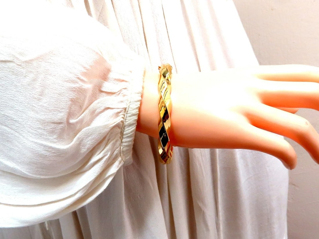 Bangle bracelet Candy Cane twist 14 karat 8.5 mm Italy - 5