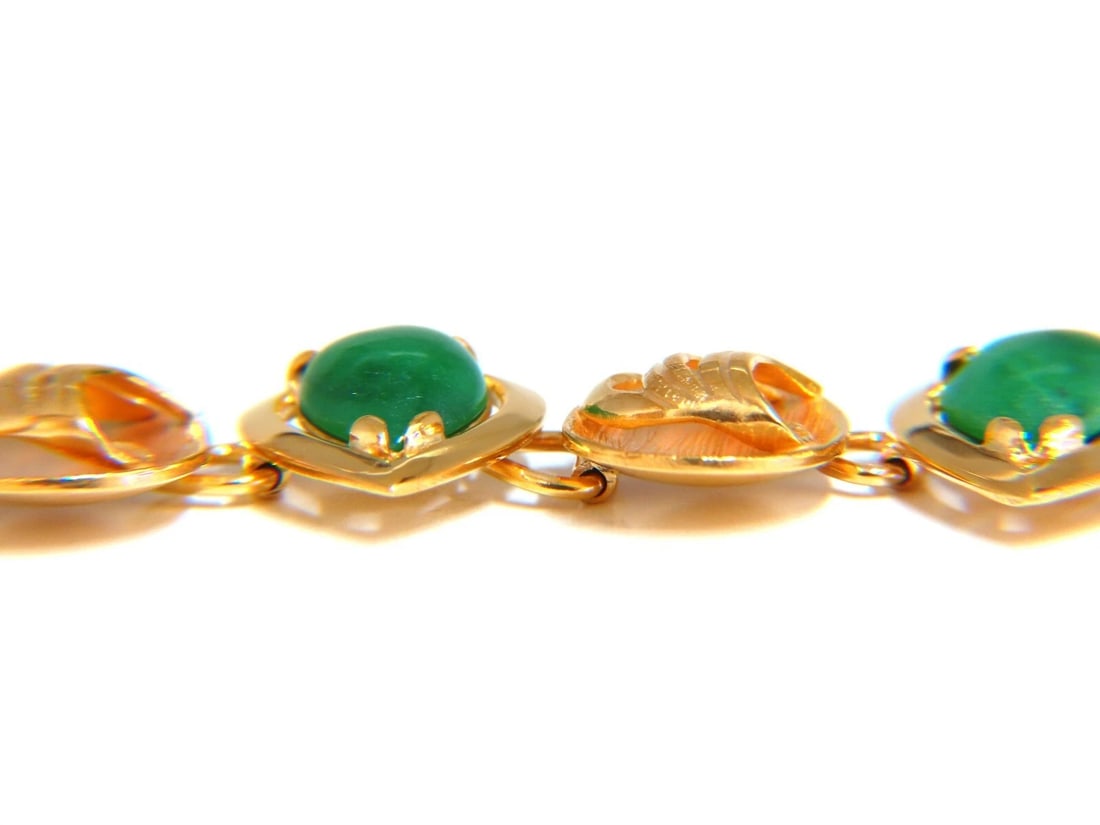 15ct Vintage Estate Natural Jade bracelet 14kt gold - 2