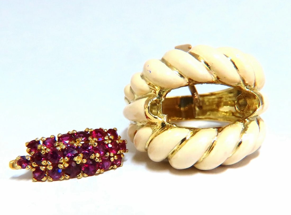 1ct natural ruby enamel estate 18 karat gold ring - 6