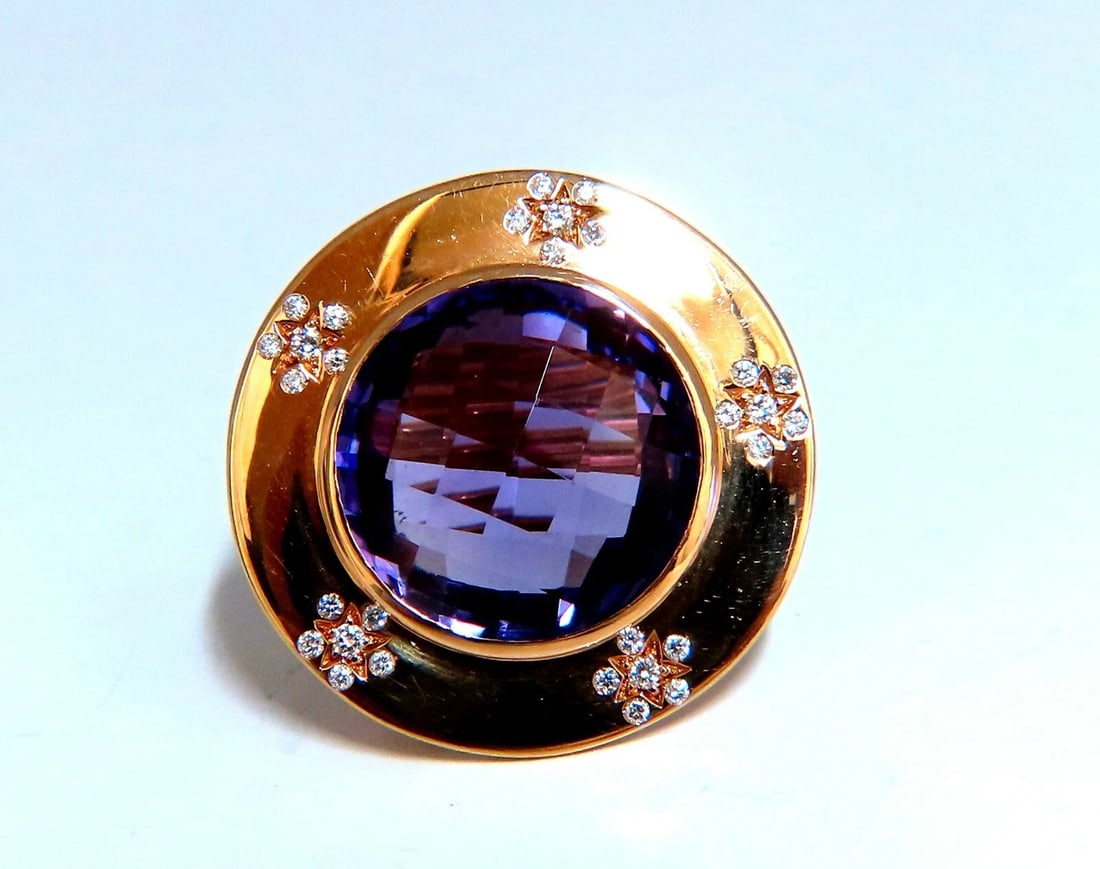 Designer Garavelli 17ct Natural Amethyst Diamonds Ring 18kt Italy - 2