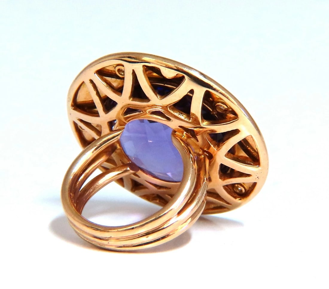 Designer Garavelli 17ct Natural Amethyst Diamonds Ring 18kt Italy - 4