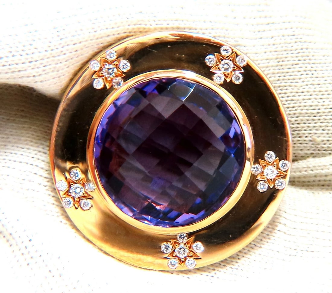 Designer Garavelli 17ct Natural Amethyst Diamonds Ring 18kt Italy - 5
