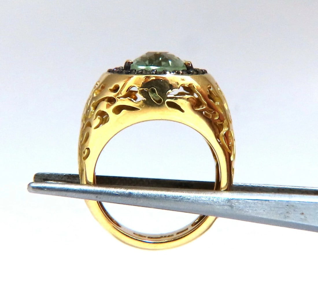 Garavelli Designer 16ct natural green amethyst diamonds ring 18kt - 2