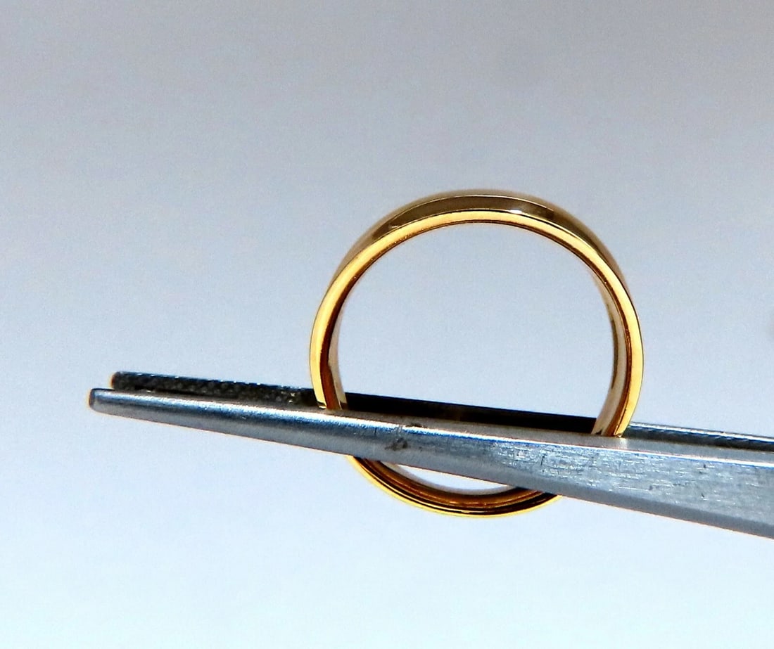 Wide Flat band slight dome ring 14kt gold - 3
