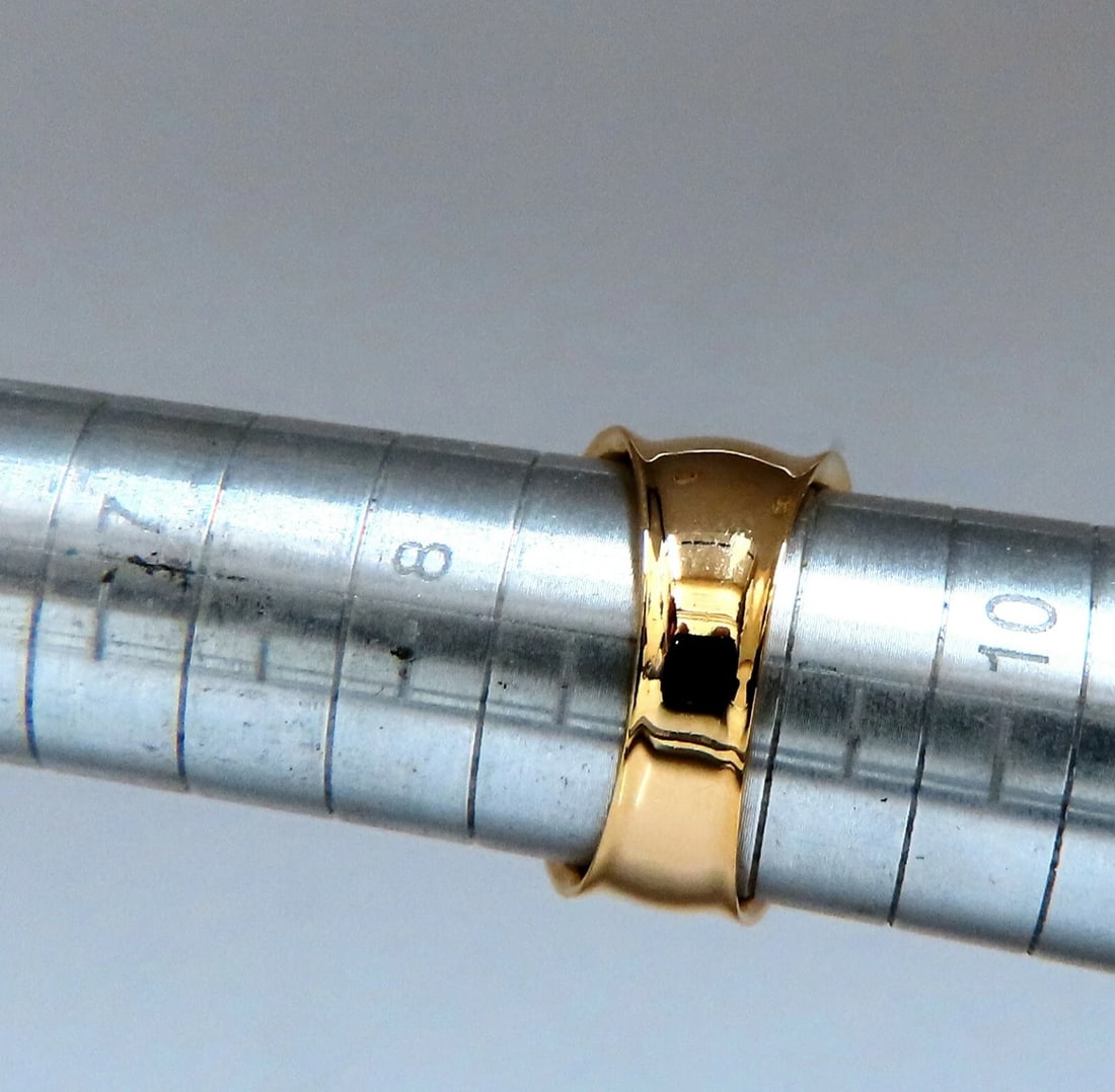 Wide Flat band slight dome ring 14kt gold - 4