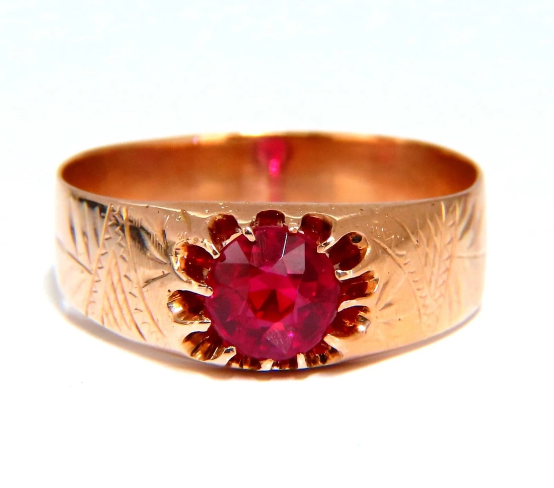2ct Lab Ruby Vintage European Ring 14kt gold - 2