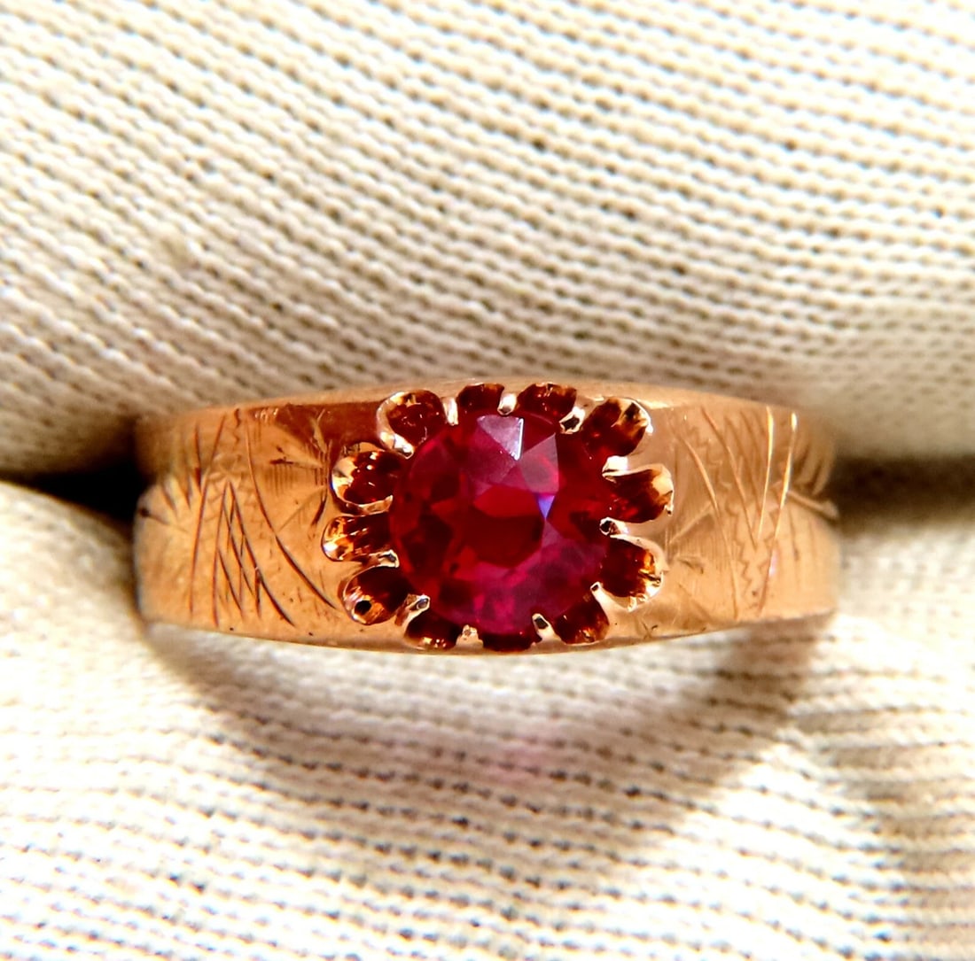 2ct Lab Ruby Vintage European Ring 14kt gold - 5