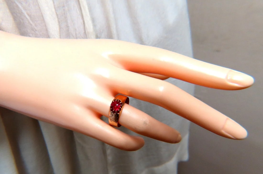 2ct Lab Ruby Vintage European Ring 14kt gold - 6