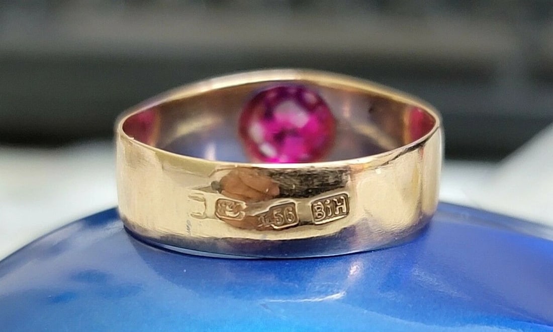 2ct Lab Ruby Vintage European Ring 14kt gold - 7