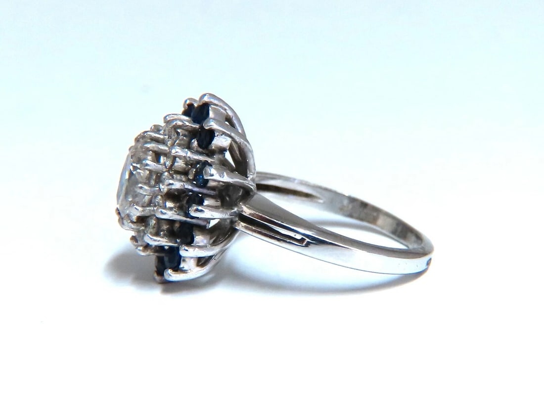 .70ct Natural Oval Diamond Sapphire Cluster Platinum Ring - 3