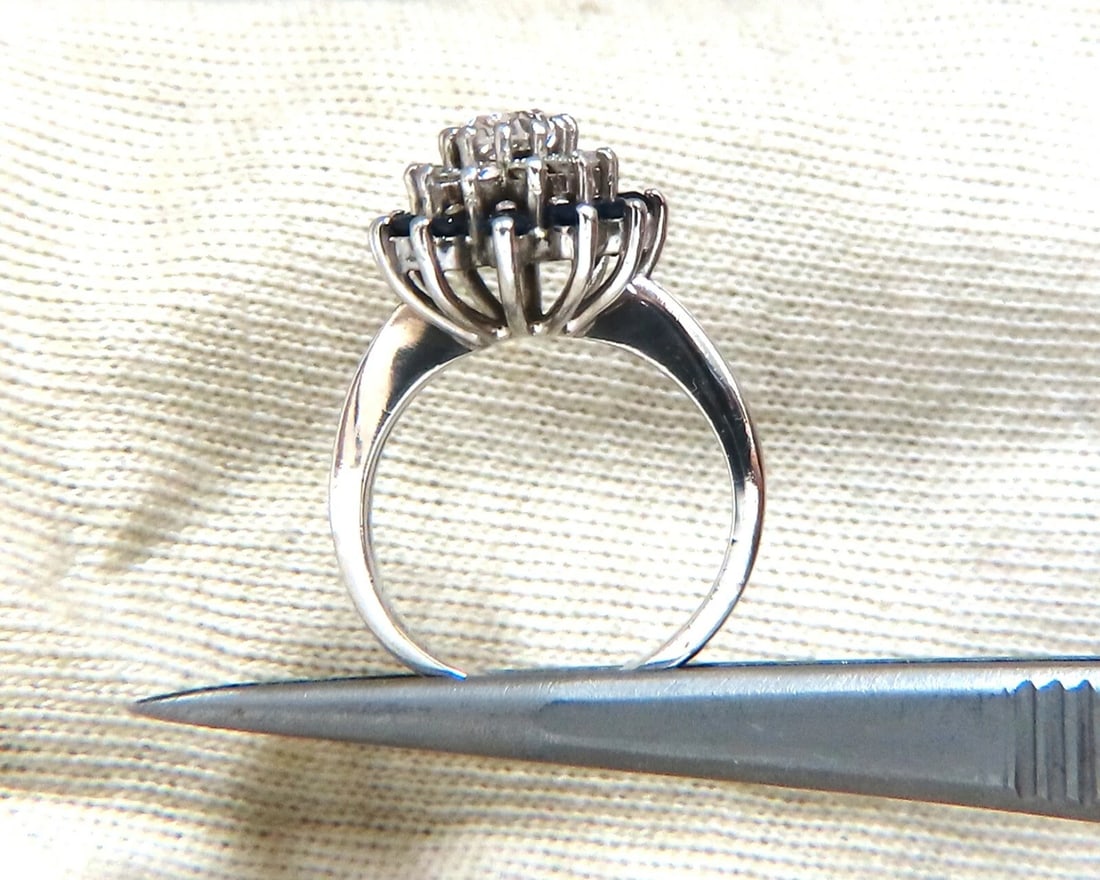 .70ct Natural Oval Diamond Sapphire Cluster Platinum Ring - 4