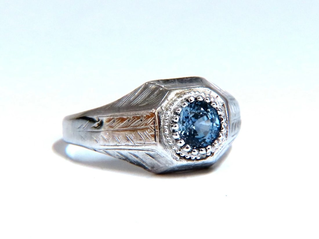 .76ct Natural Periwinkle Blue Sapphire Solitaire Ring 14kt Vintage - 2