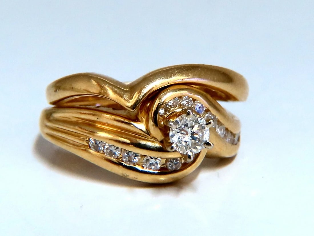 .24ct Natural Diamond Solitaire Ring + Band 14kt gold Set - 2