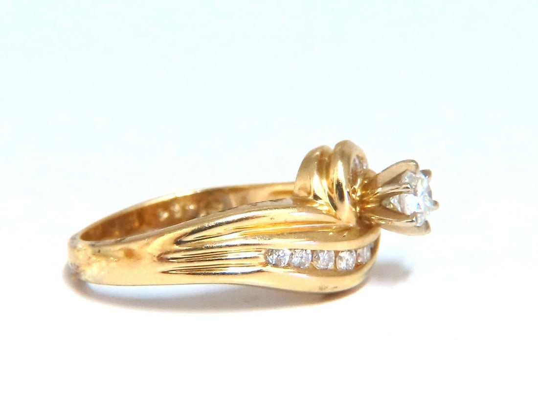 .24ct Natural Diamond Solitaire Ring + Band 14kt gold Set - 3
