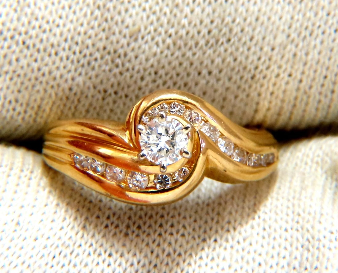 .24ct Natural Diamond Solitaire Ring + Band 14kt gold Set - 5