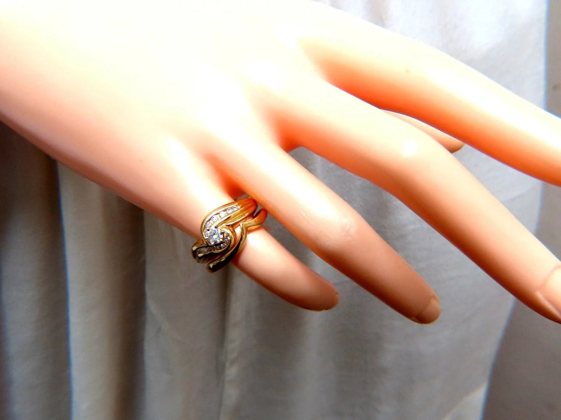 .24ct Natural Diamond Solitaire Ring + Band 14kt gold Set - 6