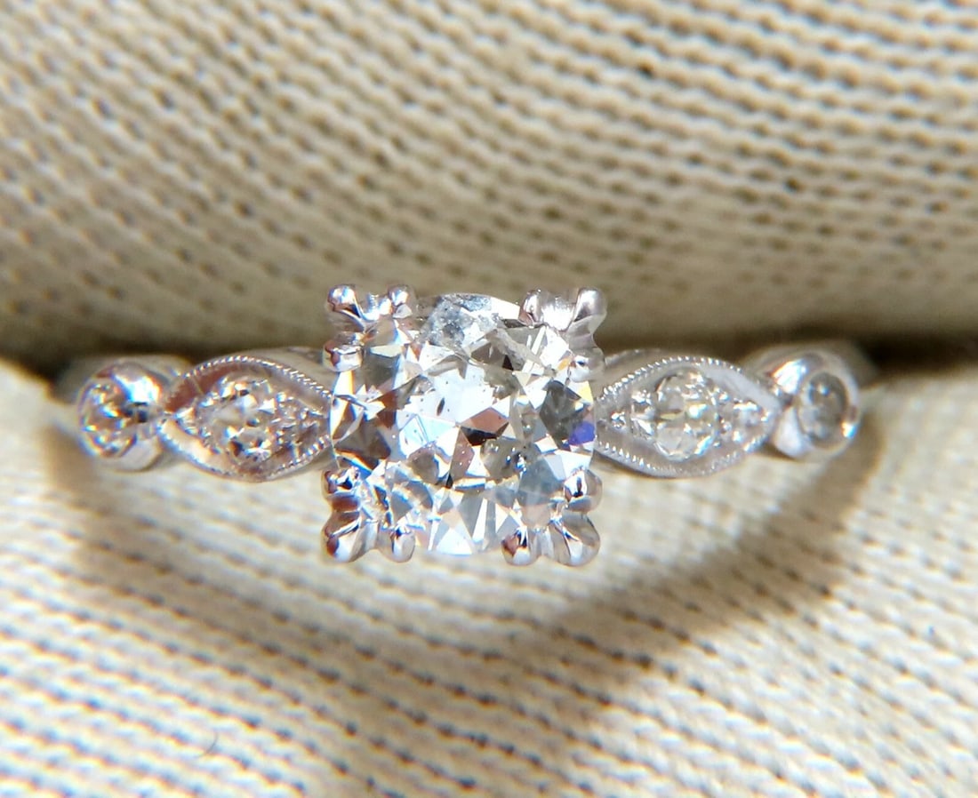 .76ct Natural Round Diamond Vintage Platinum Ring - 5