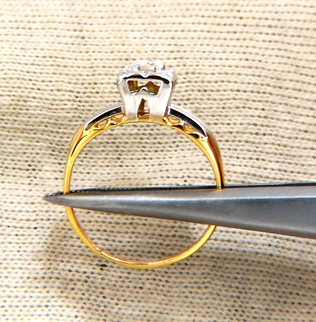 .15ct Natural Diamond Vintage Solitaire Ring 14kt gold - 3