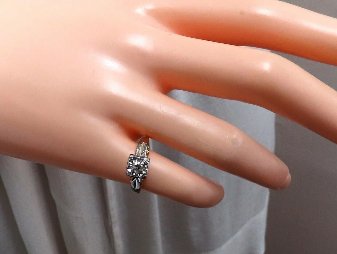 .15ct Natural Diamond Vintage Solitaire Ring 14kt gold - 5