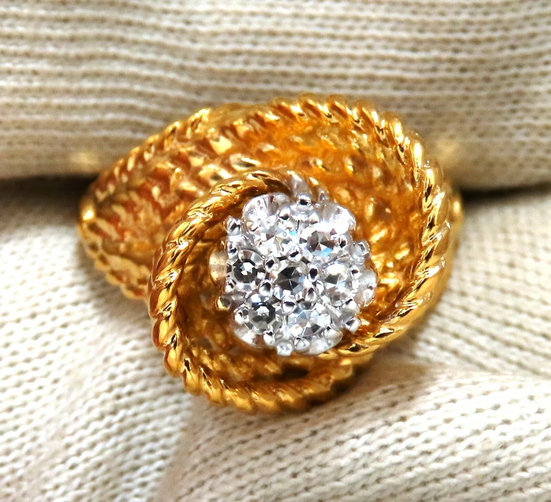 .35ct Natural Diamonds Rope Twist Wrap Cluster Ring 14kt Gold - 4