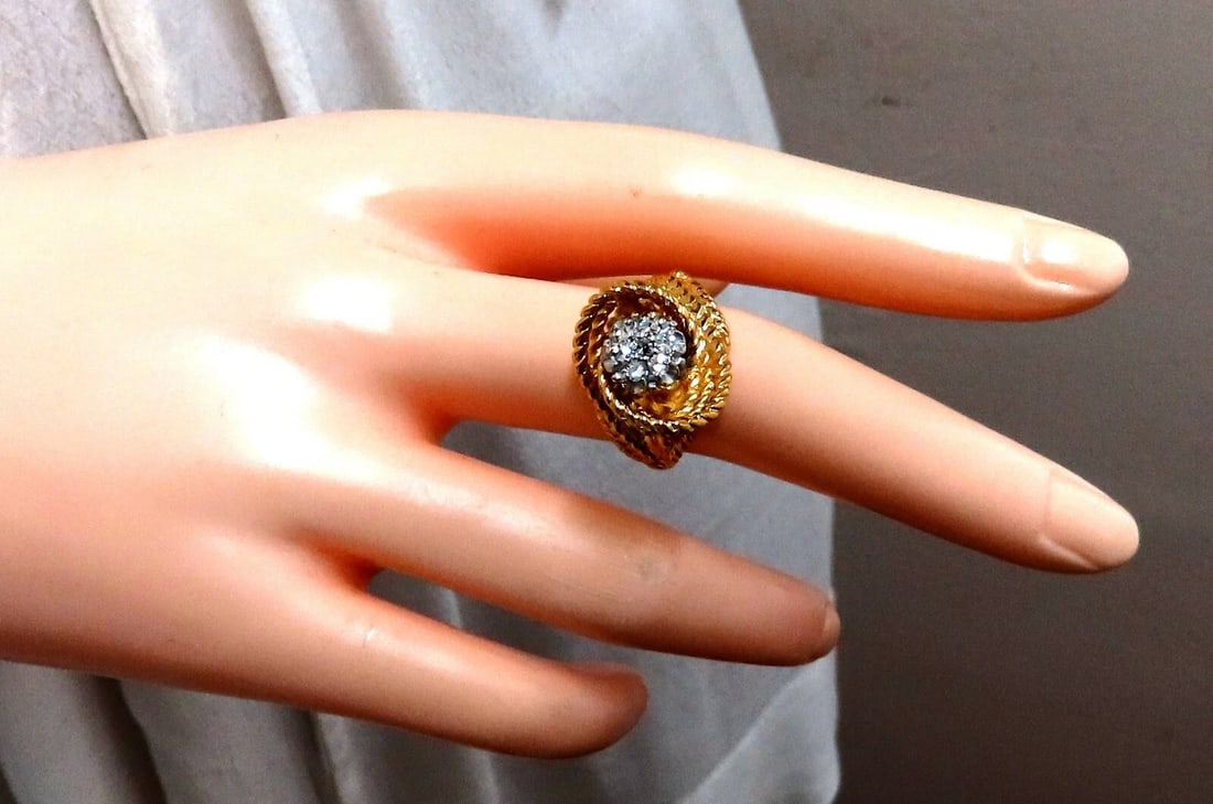 .35ct Natural Diamonds Rope Twist Wrap Cluster Ring 14kt Gold - 5