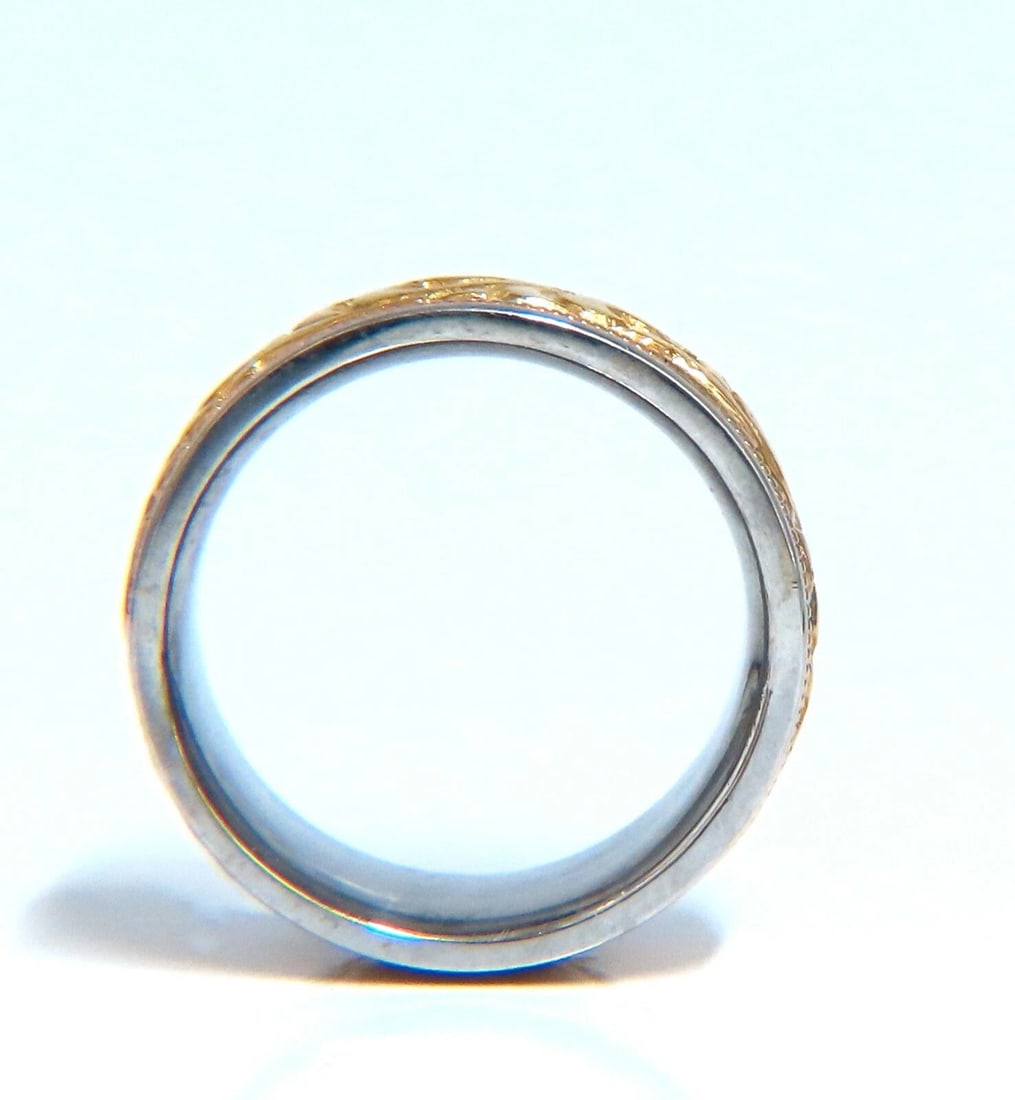 Designer Millan Graver Etched Gilt Two Toned Milligree 14kt Gold Band 8mm - 5