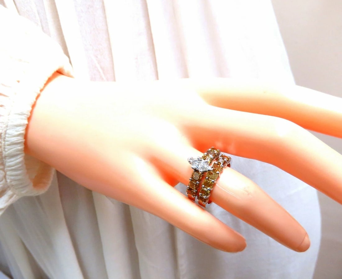 GIA Certified .50ct Natural Marquise & Fancy Color Diamonds Ring - 7
