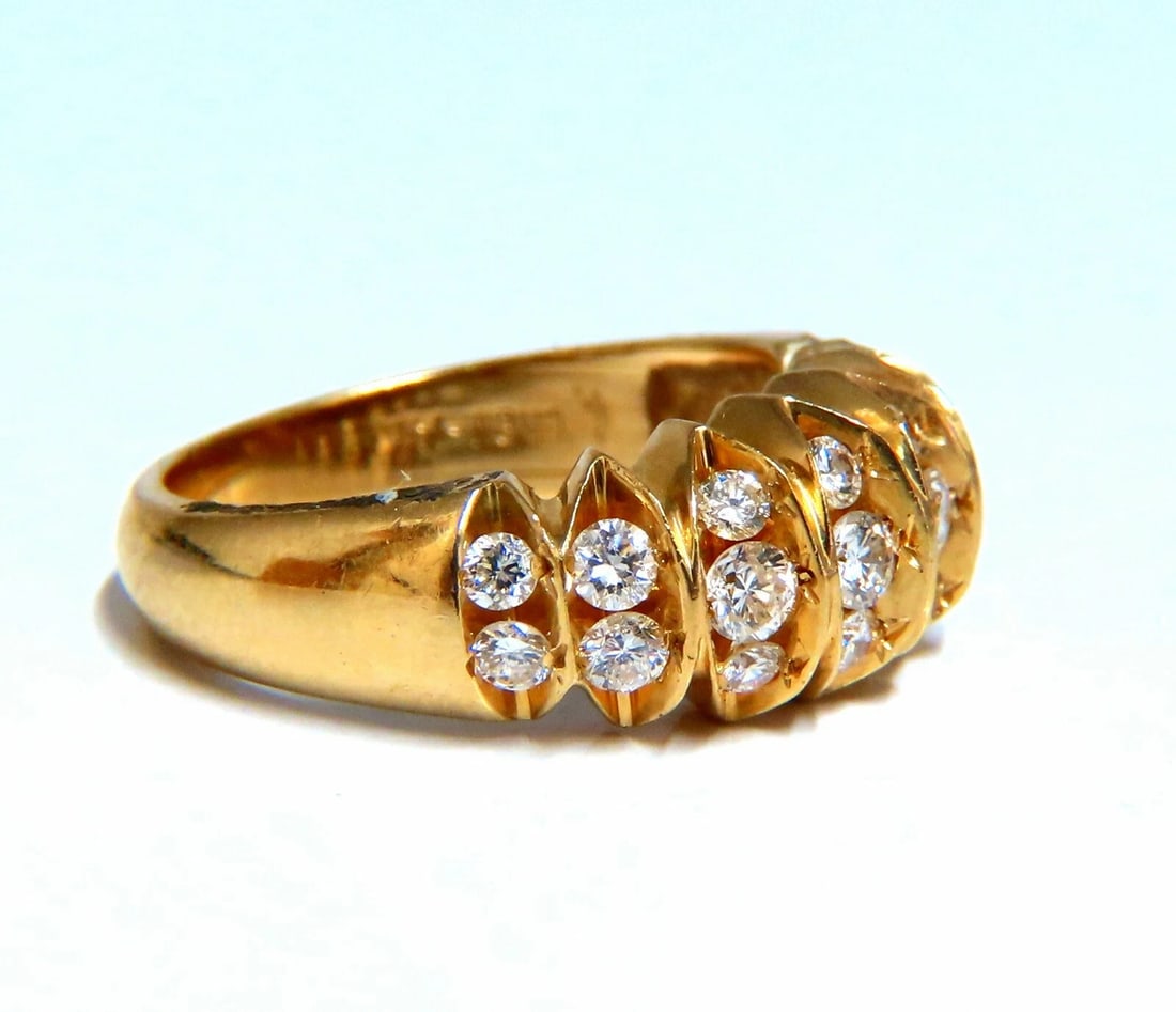 .85ct Natural Round Diamonds Watermelon Wedge Band 14kt Gold - 2