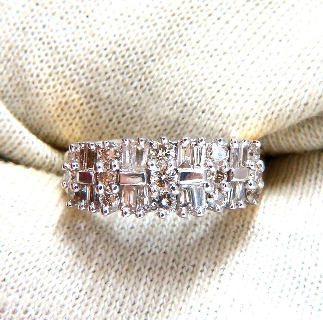 1.35ct Natural Baguette & Rounds Diamonds Band 14kt - 5
