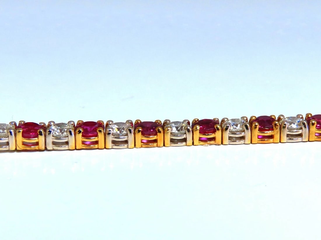 9.82ct Natural Ruby Diamonds Alternating Tennis Bracelet 14kt - 2