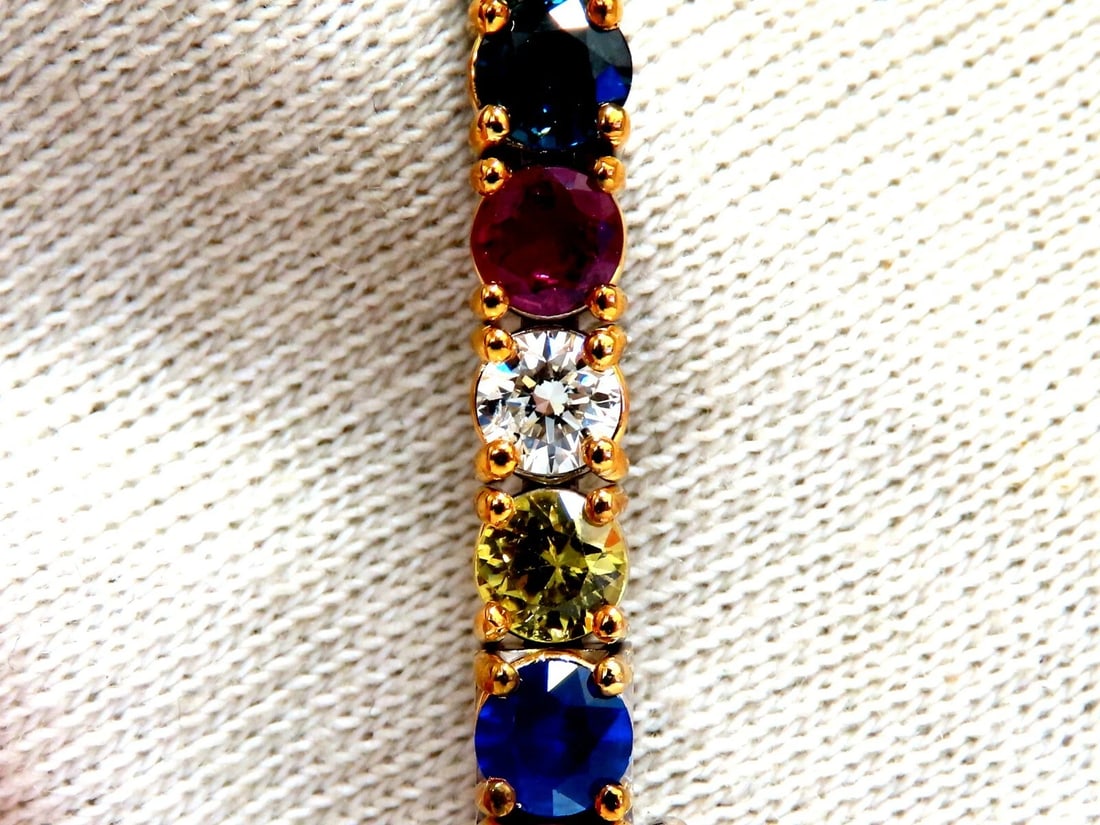 14.43Ct Natural Gem-Line Emerald Sapphire Ruby Bracelet 14Kt - 5
