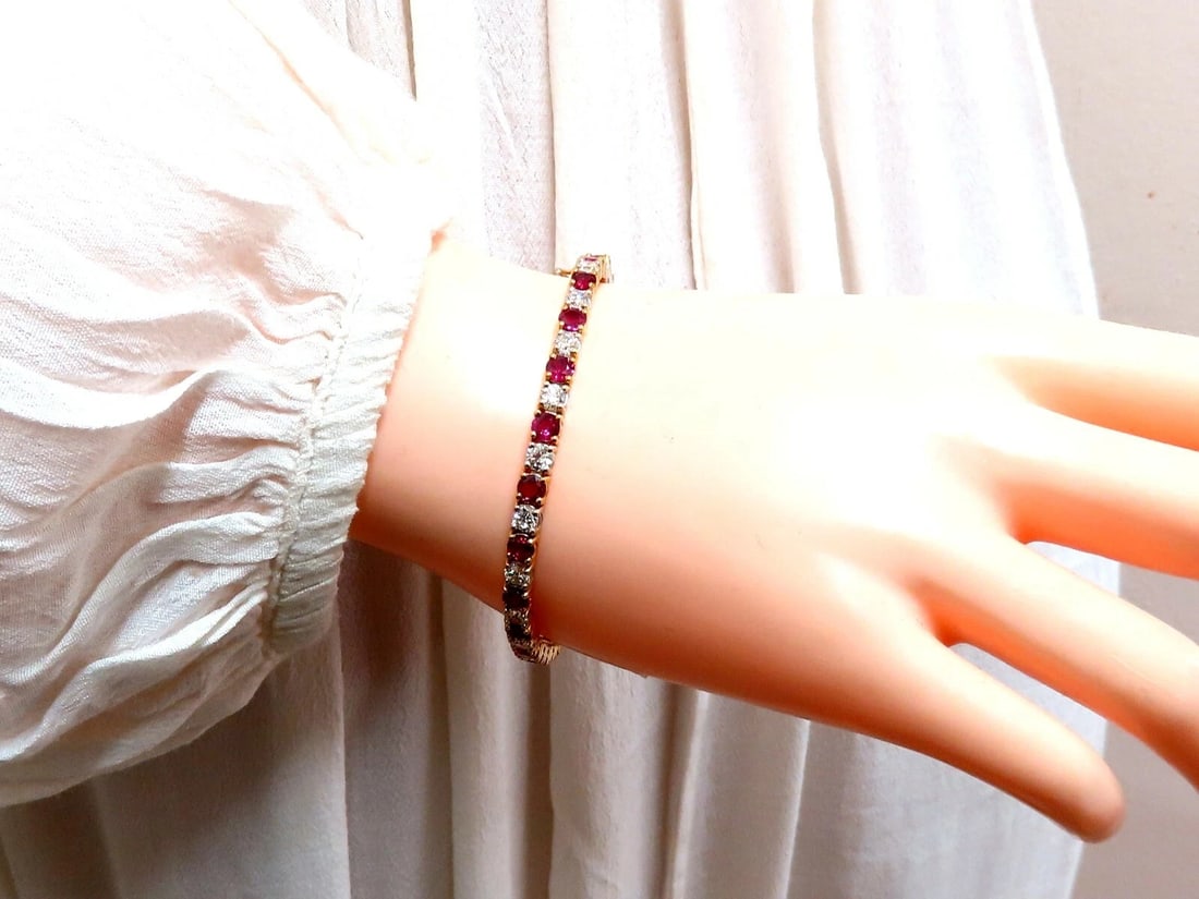 14.43Ct Natural Gem-Line Emerald Sapphire Ruby Bracelet 14Kt - 7