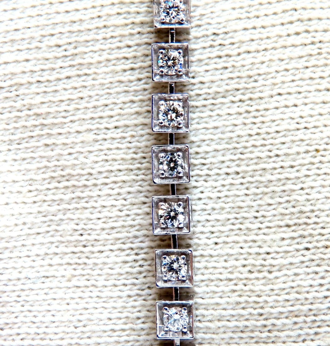 1.55ct Natural Diamonds Tennis Bracelet 14kt Gold Squared Box Bead Set - 4