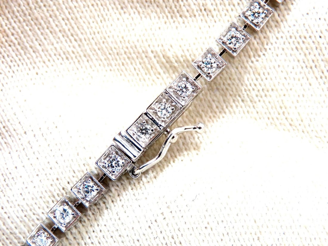 1.55ct Natural Diamonds Tennis Bracelet 14kt Gold Squared Box Bead Set - 6