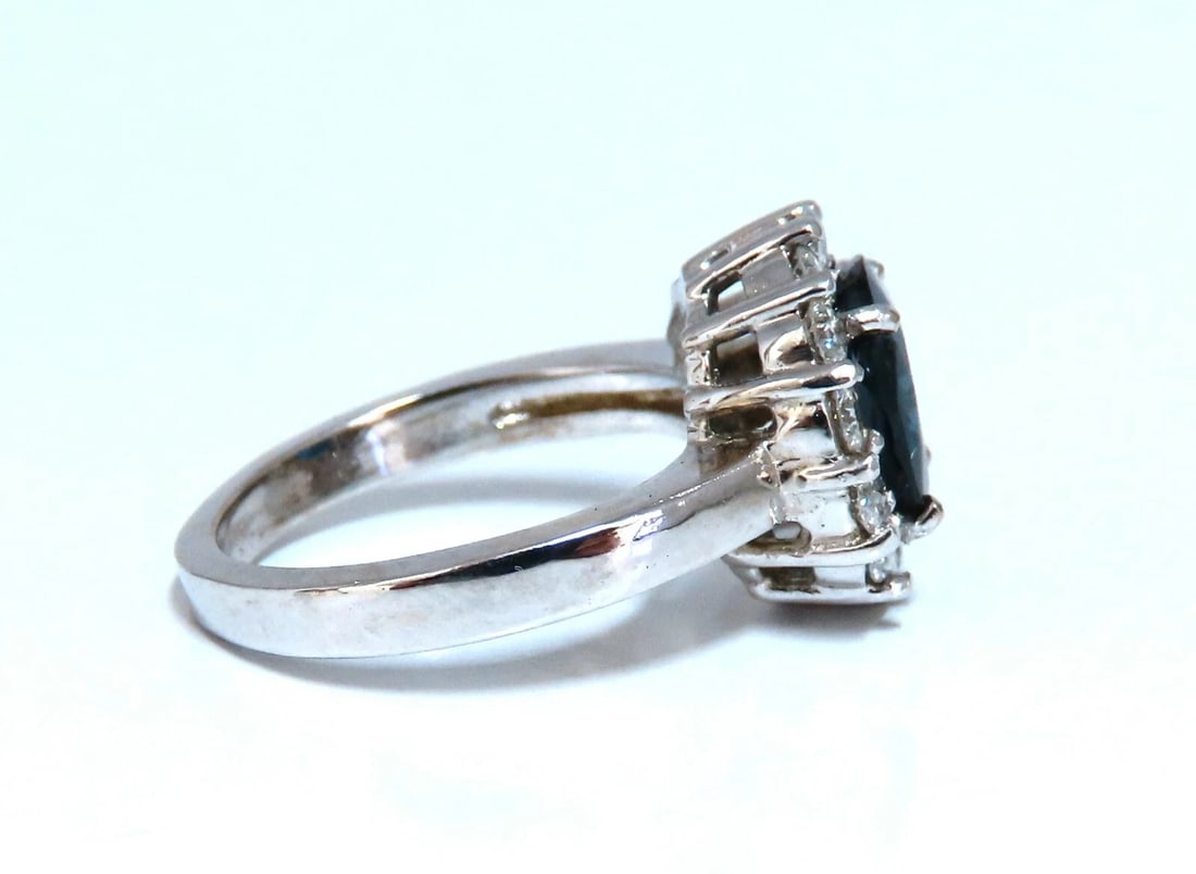 GIA Certified 2.54ct Natural Blue Sapphire Diamond Ring 14 Karat - 2