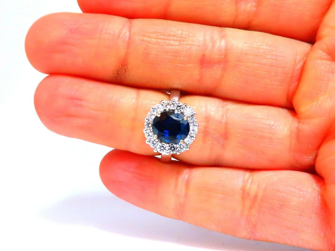 GIA Certified 2.54ct Natural Blue Sapphire Diamond Ring 14 Karat - 5