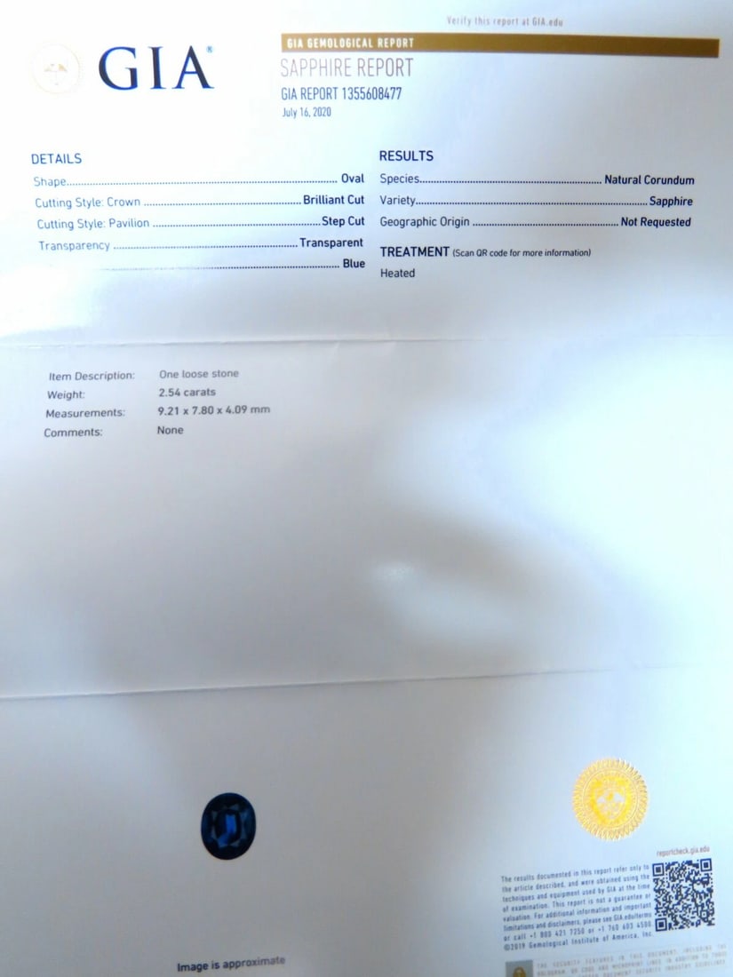 GIA Certified 2.54ct Natural Blue Sapphire Diamond Ring 14 Karat - 7