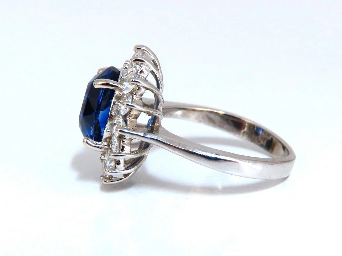 GIA Certified 4.08ct Natural Madagascar Sapphire Diamond Ring 14 Karat - 2