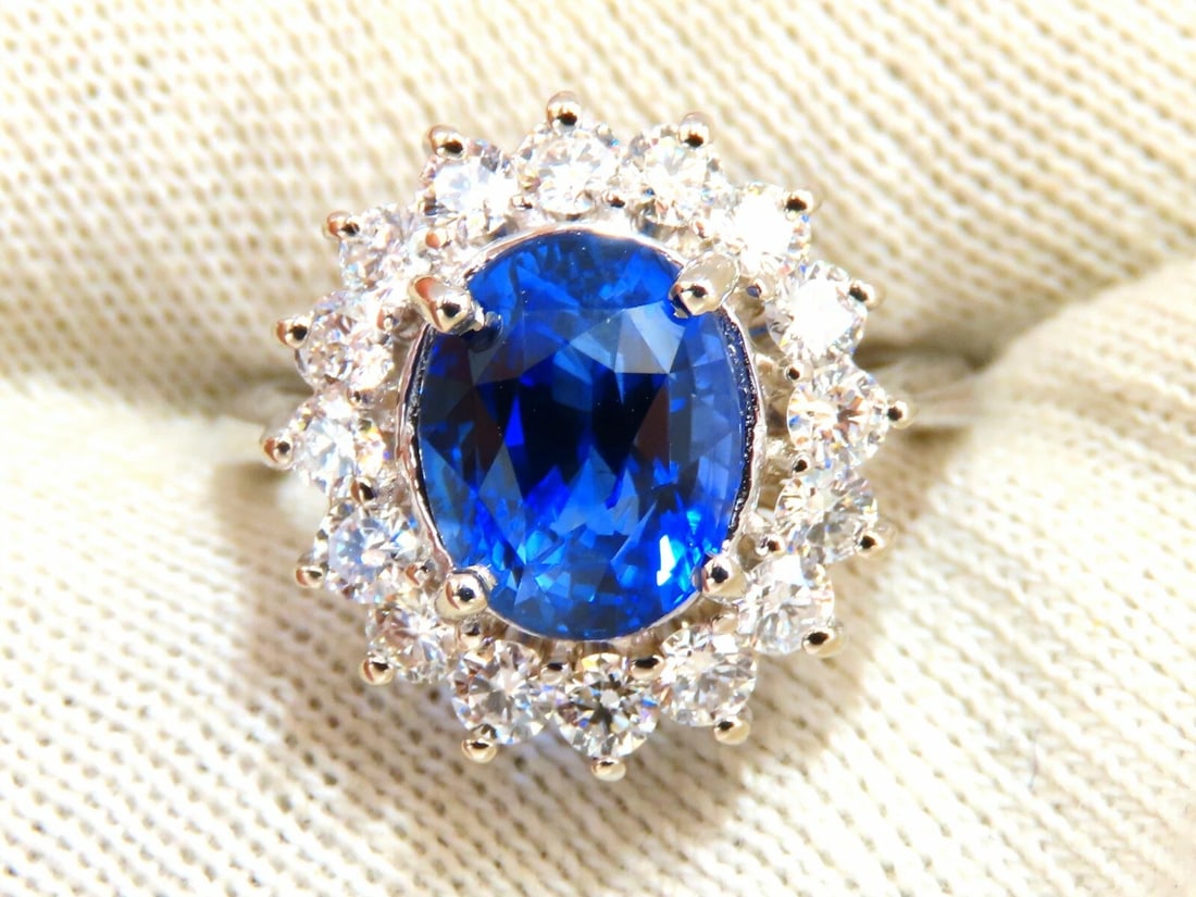 GIA Certified 4.08ct Natural Madagascar Sapphire Diamond Ring 14 Karat - 5